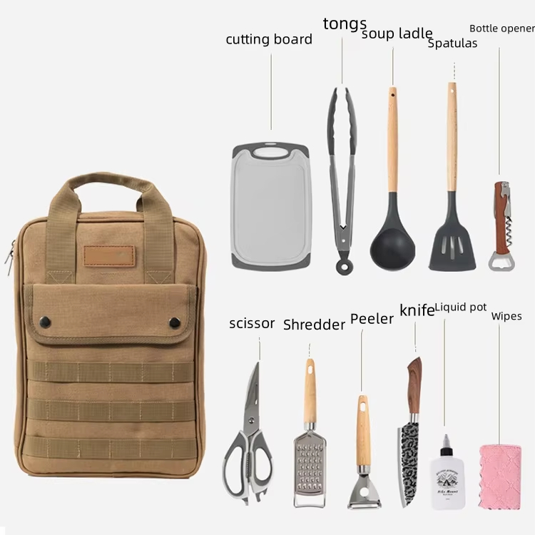 Camping Cooking Utensil Bag - Camping Cooking Utensils Accessories Set, 12