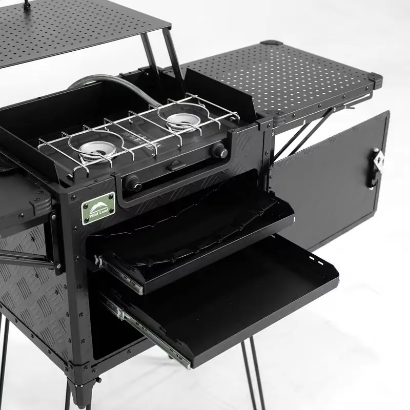 Camping Cooking System - Deluxe Family Camping Kitchen Setup Dual