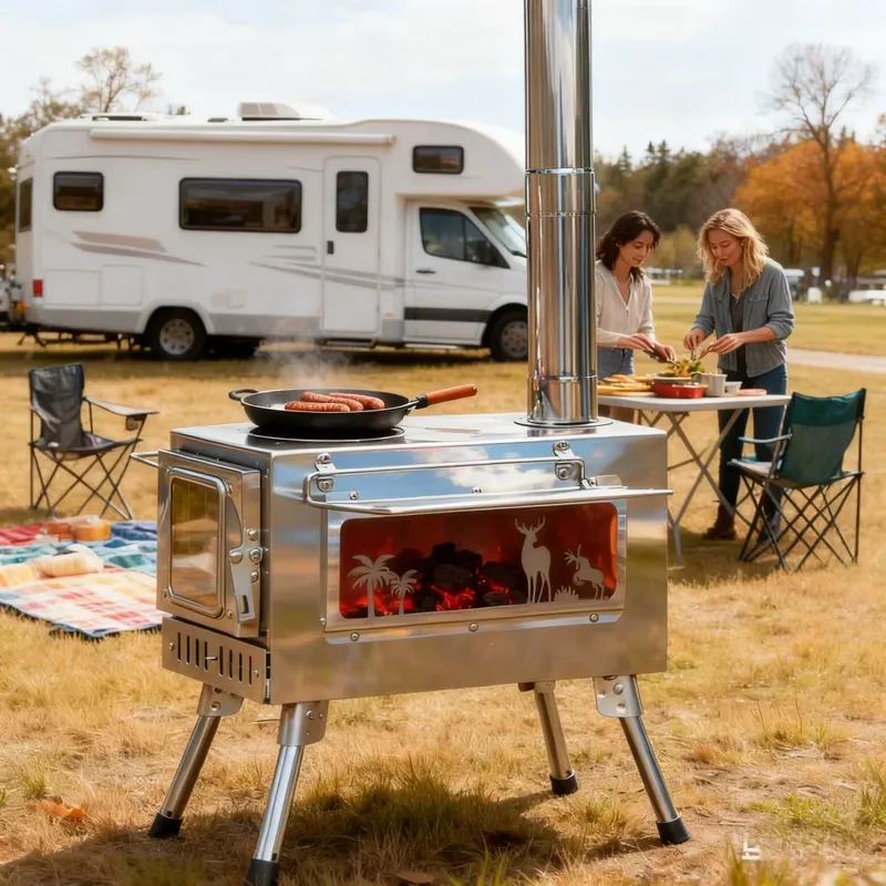 Camping Cooking System - Outdoor Wood Burning Tent Stove, Portable
