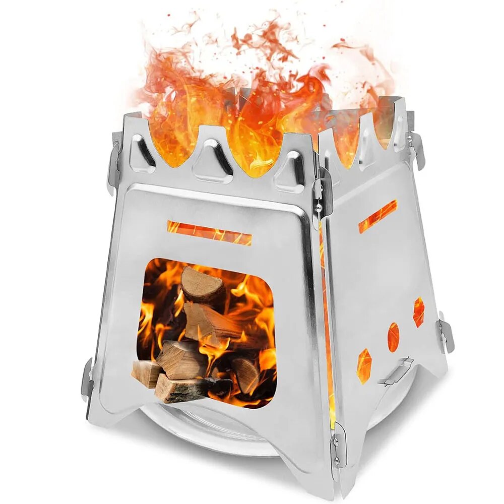 Camping Cooking Grate - Portable Camping Wood Stove with Stainless