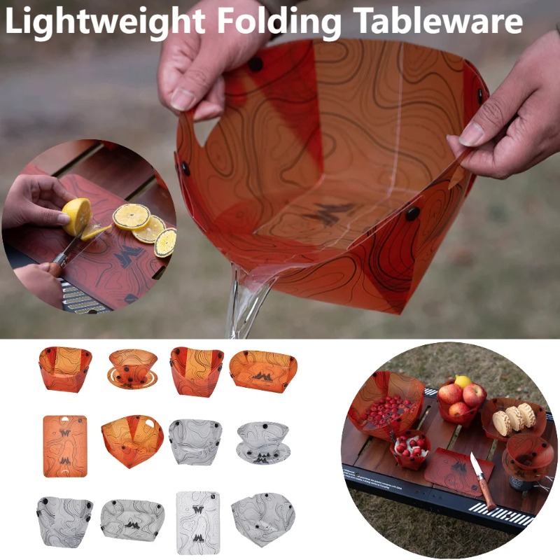 Camp Cutting Board - Foldable Camping Tableware Portable Bowl Dinner