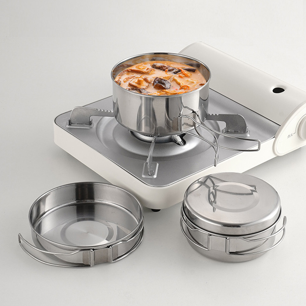 1Set Stainless Steel Camping C - огляд і ціна Camping Cooking Pot Set