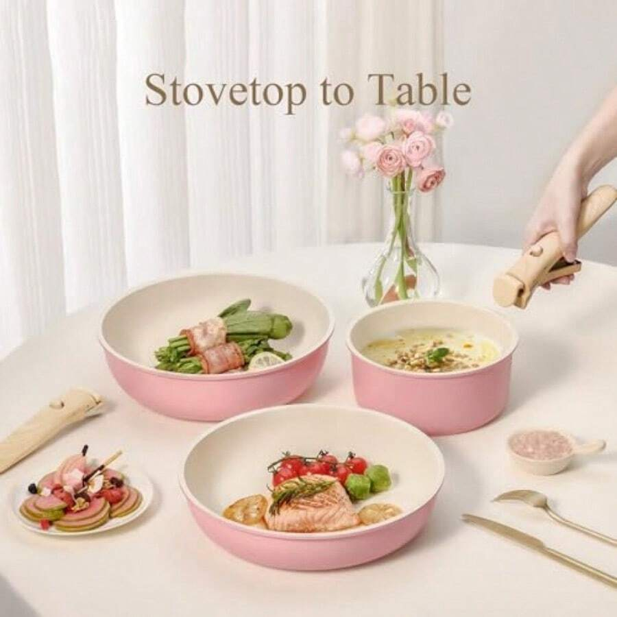 19pcs Pots And Pans Set Non St - огляд і ціна Camping Cooking Set Detachable Handle