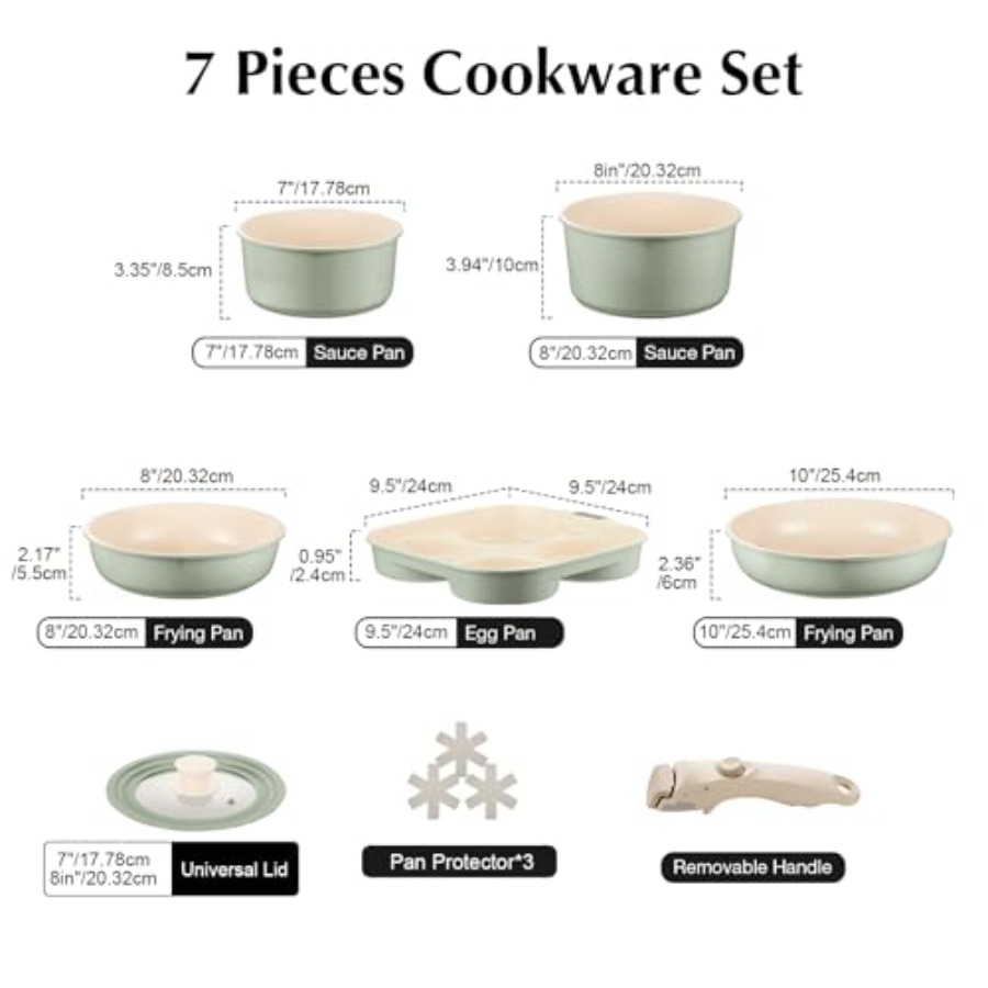 Ceramic Pots and Pans Set Non  - огляд і ціна Camping Cooking Set Detachable Handle