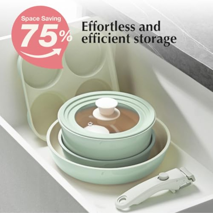 Ceramic Pots and Pans Set Non  - огляд і ціна Camping Cooking Set Detachable Handle