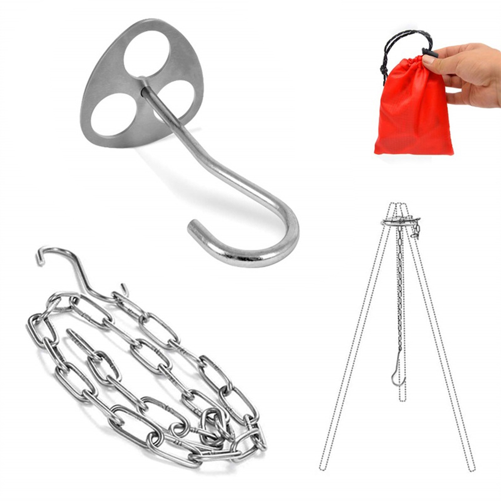 Stainless Steel Camping Tripod - огляд і ціна Camping Cooking Pot Tripod