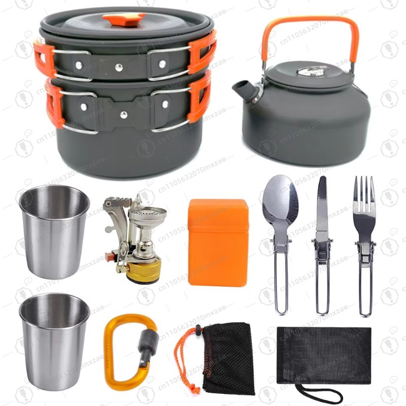 Outdoor aluminum cookware 10-p - огляд і ціна Camping Cooking Accessories Set