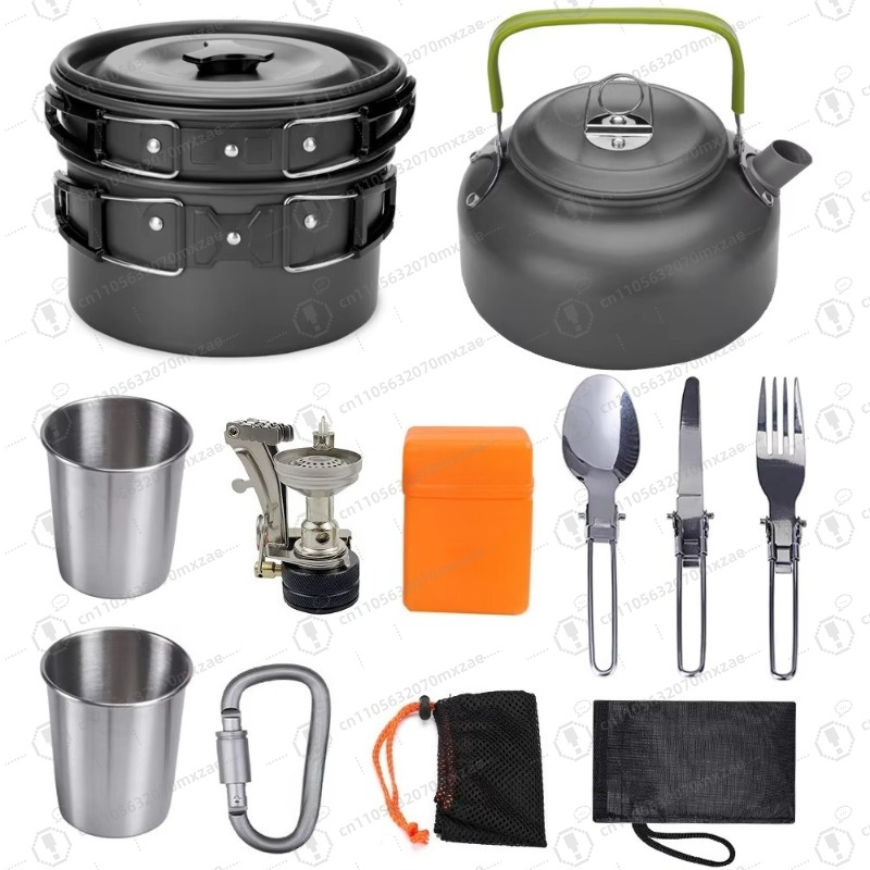 Outdoor aluminum cookware 10-p - огляд і ціна Camping Cooking Accessories Set