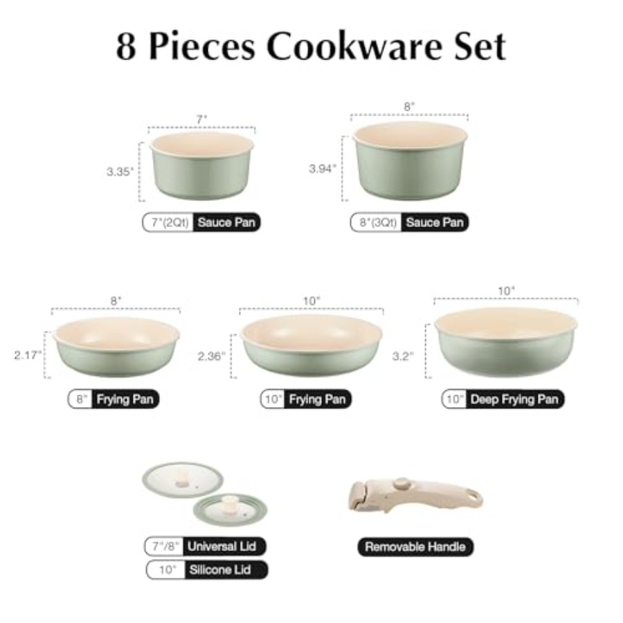 Ceramic Pots and Pans Set Non  - огляд і ціна Camping Cooking Set Detachable Handle