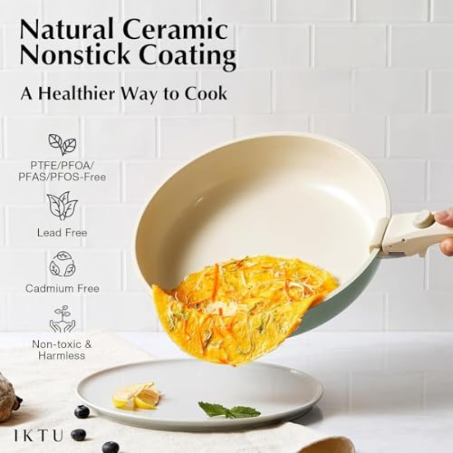 Ceramic Pots and Pans Set Non  - огляд і ціна Camping Cooking Set Detachable Handle
