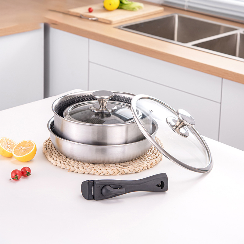 6 Pcs 3-ply Stainless Steel Co - огляд і ціна Camping Cooking Set Detachable Handle