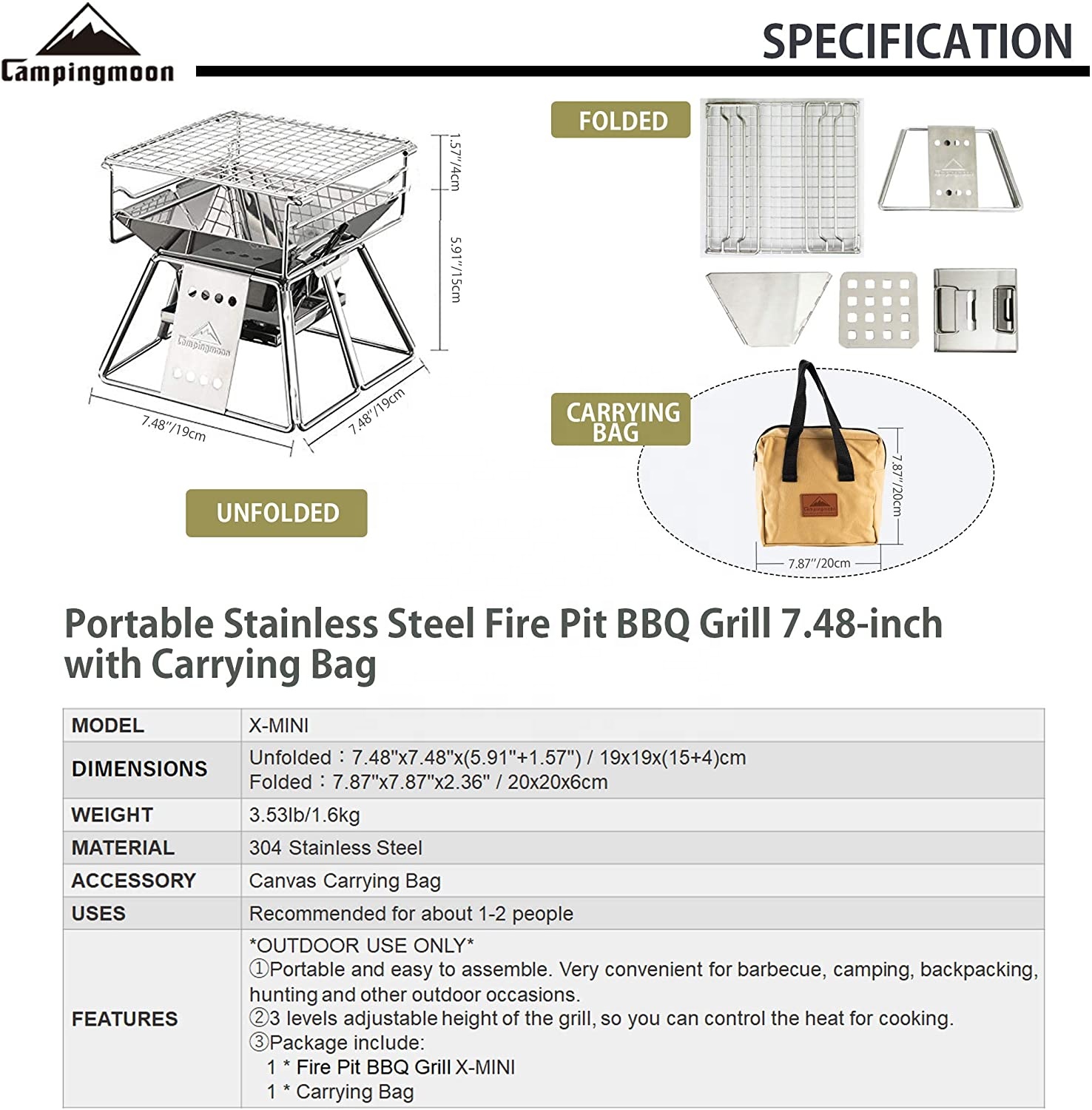 Campingmoon Outdoor Camping Bb - огляд і ціна Camping Cooking Grate