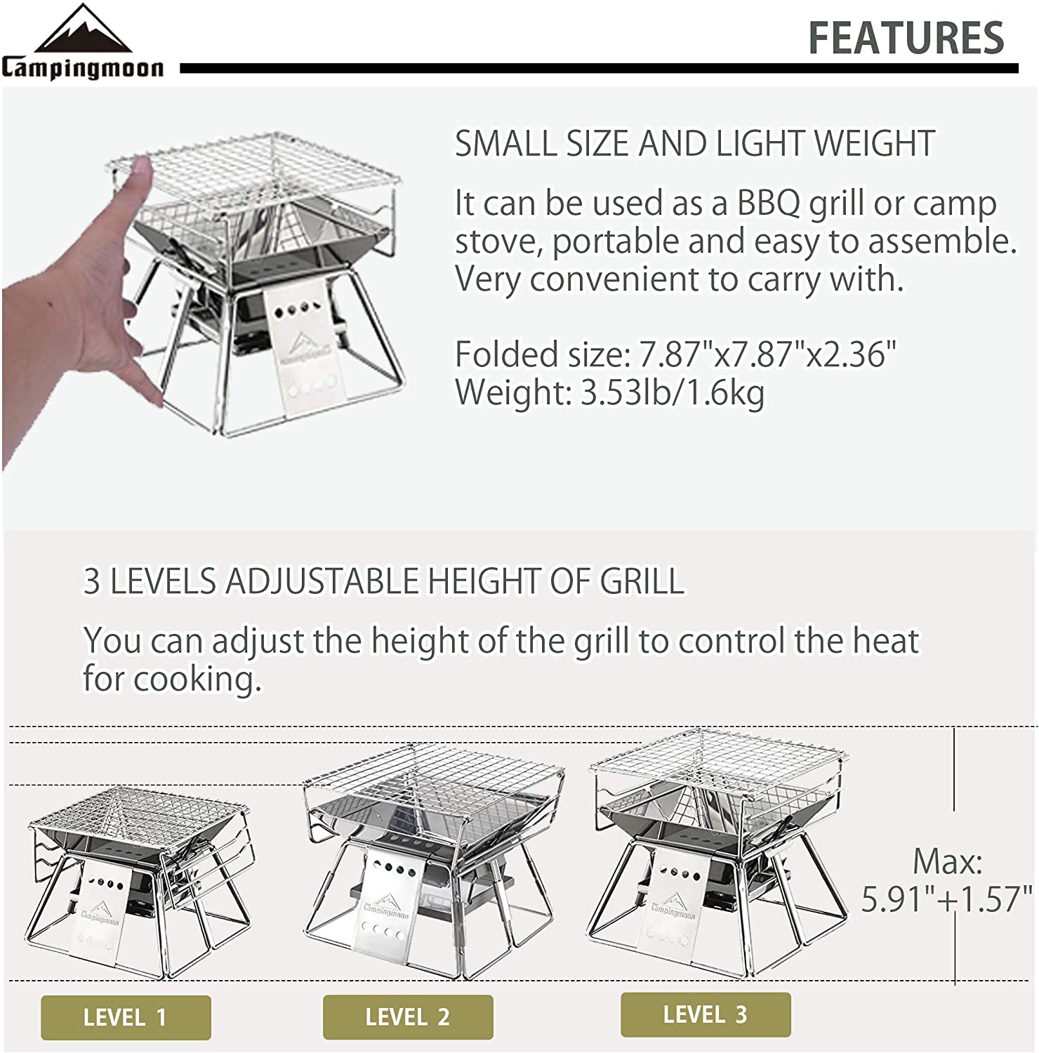 Campingmoon Outdoor Camping Bb - огляд і ціна Camping Cooking Grate