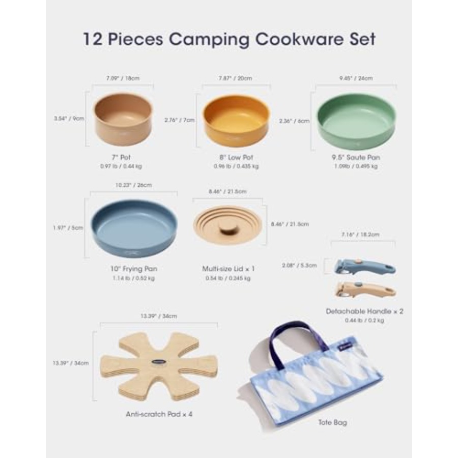 Ceramic Cookware Set, Detachab - огляд і ціна Camping Cooking Set Detachable Handle
