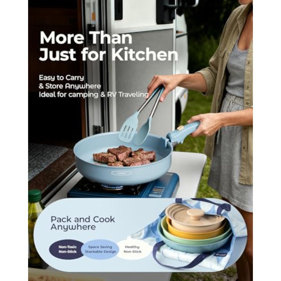 Ceramic Cookware Set, Detachab - огляд і ціна Camping Cooking Set Detachable Handle