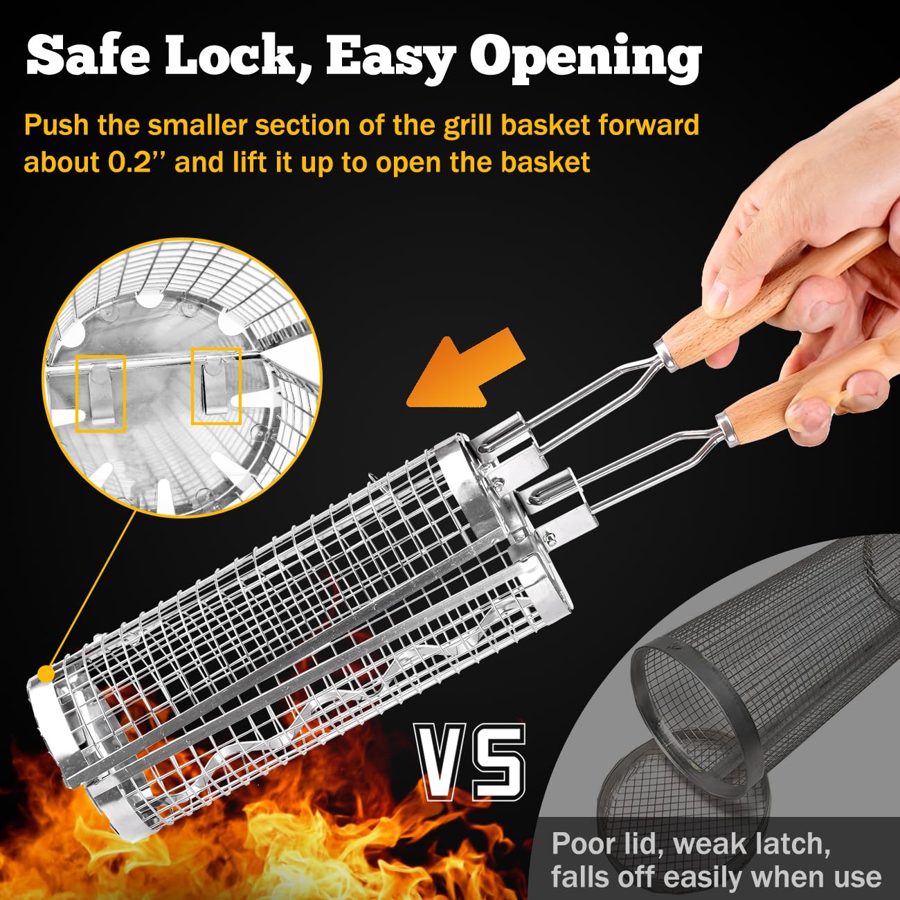 BUYYES Rolling Grill Basket BB - огляд і ціна Camping Cooking Hardware