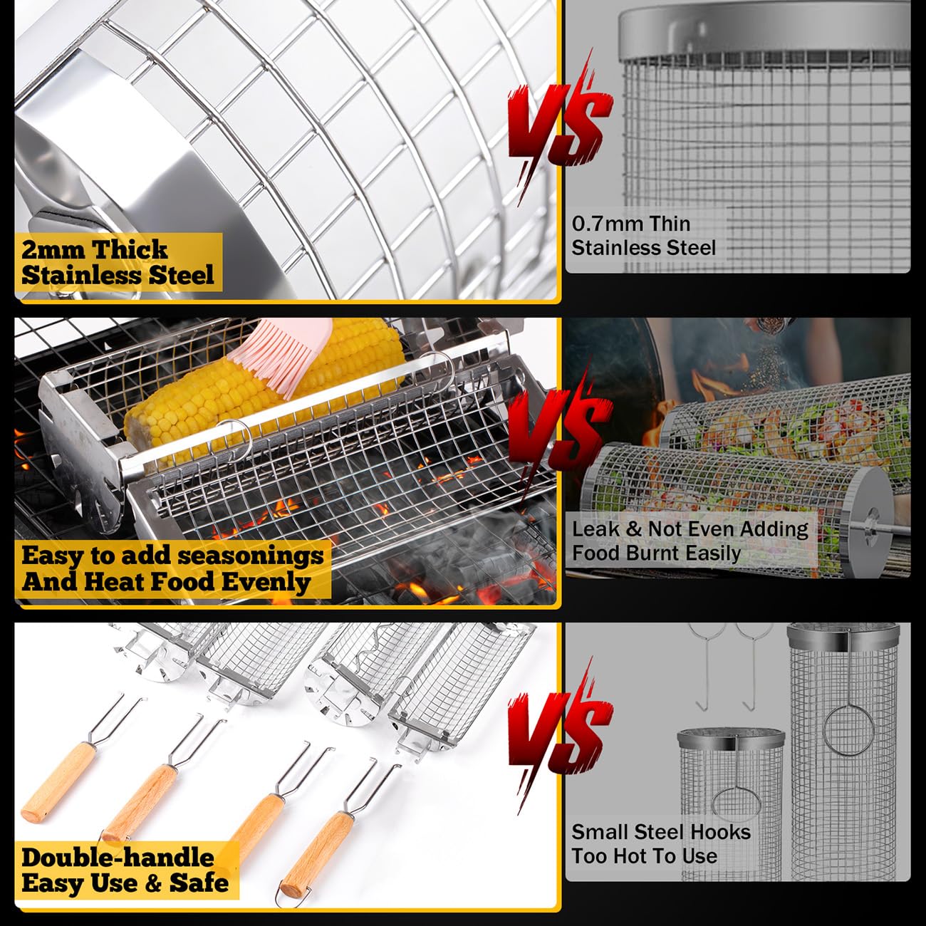 BUYYES Rolling Grill Basket BB - огляд і ціна Camping Cooking Hardware